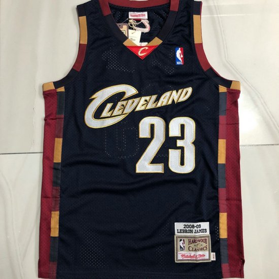 Maillot de Basket #23 Lebron James Cleveland Cavaliers M&N 2008-09 Marine